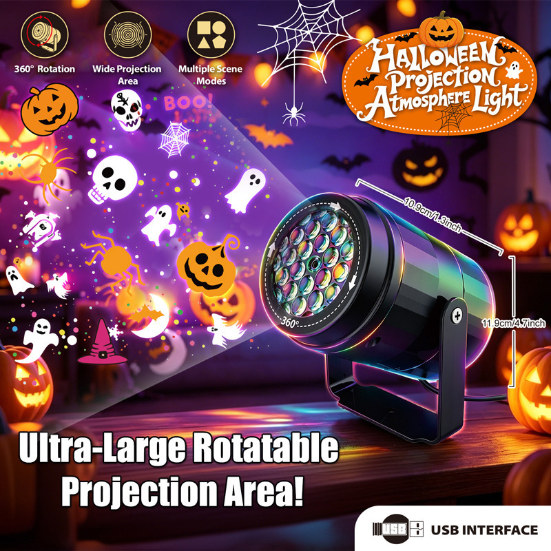 Kids Yard Toys - Halloween Kerst LED Projectorlamp 360 °