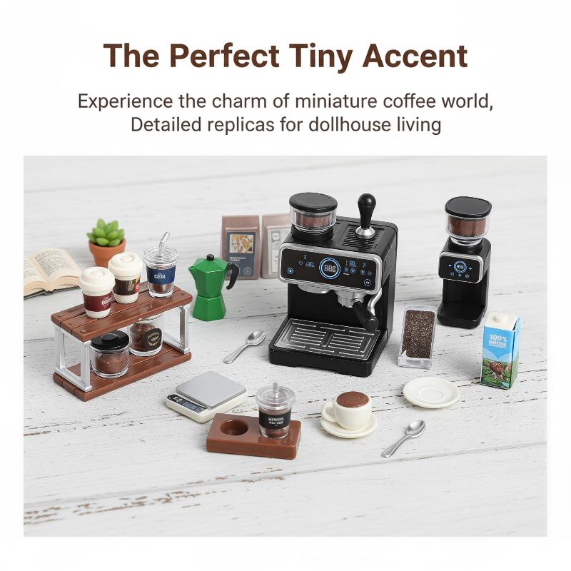 Kids Toys Kitchen Set - 1:12 poppenhuis miniatuur koffiemachine kopjesset duurzaam